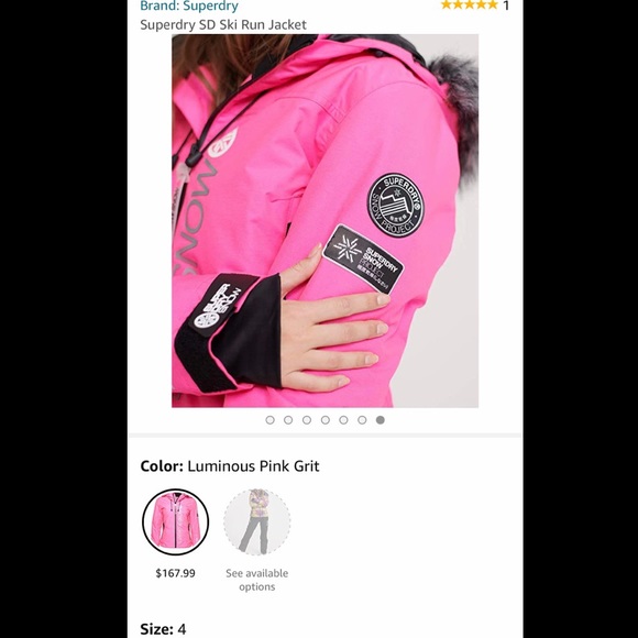 NWT! Superdry SD Ski Run Jacket in Luminous Pink - Picture 7 of 8